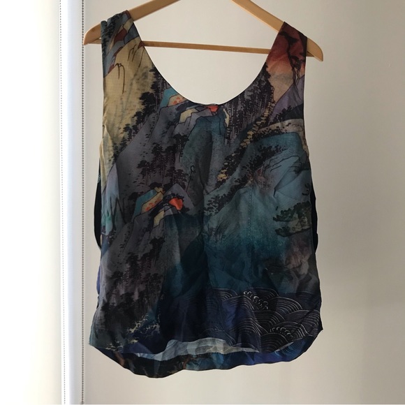 Rochas Paris Navy Blue Printed Top Italy - Picture 2 of 5